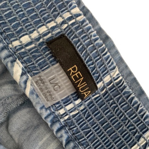 RENUAR Chambray Striped Self Tie High Rise Loose Fit Pants Sz L EUC - Picture 4 of 8